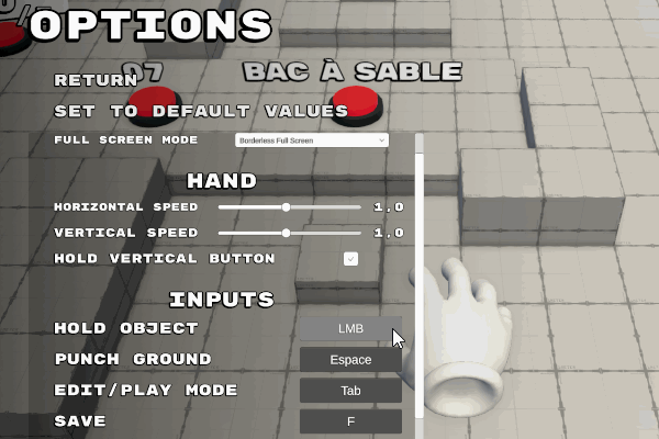 A demonstration of the rebinding menu.